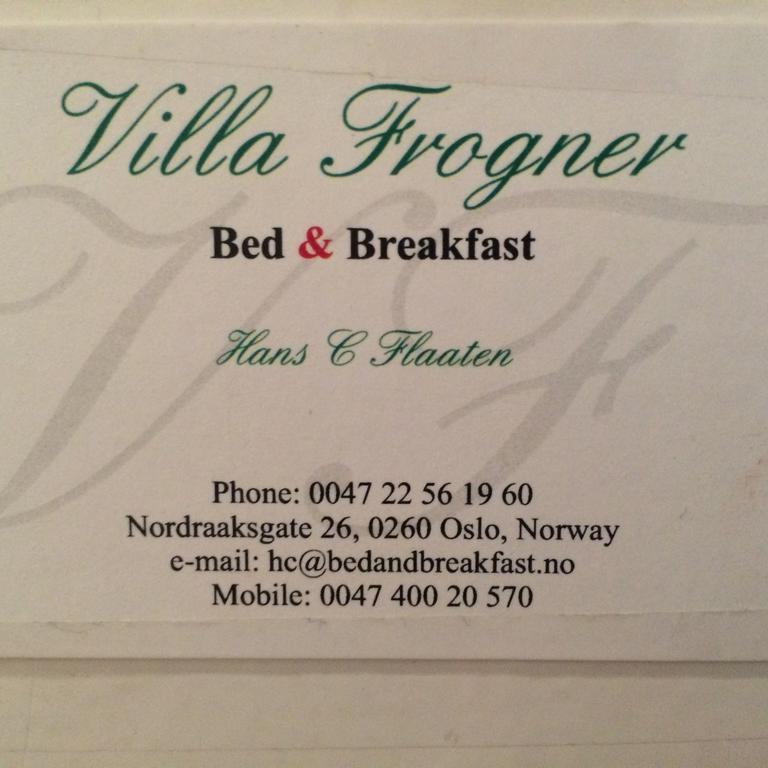 Villa Frogner Bed & Breakfast Осло Экстерьер фото